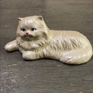 Cream Long-Haired Cat Toy Figurine